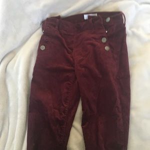 red textured pants